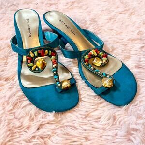 Stone Embellished Fairy Core Whimsical Indie Boho Earthy Hippie Heeled Sandal